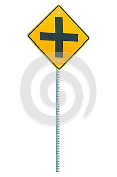 Isolated crossroad sign with clipping path
