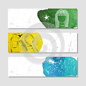Isolated crumpled paper banner for your design. Accessories for male and female haircut or styling at the hairdresser salon. Vecto