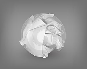 Isolated crumpled or scrunched paper ball. photo