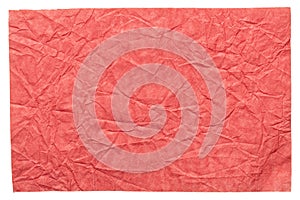 Isolated crumpled sheet paper in contrast pink color.