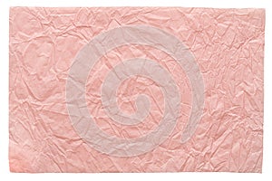 Isolated crumpled sheet paper in gentle pink tone for your new gift.