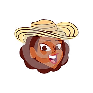 Isolated cumbia dancer face Colombian culture Vector