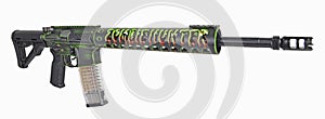 Isolated Custom AR15 rifle Zombie Hunter loaded and ready photo