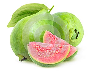 Isolated cut green guava fruits