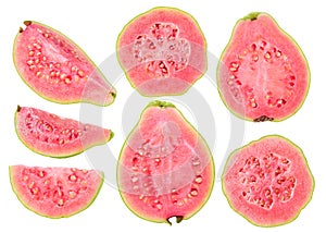 Isolated cut guava fruits