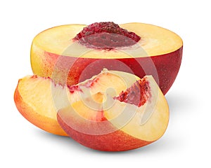 Isolated cut nectarine peaches