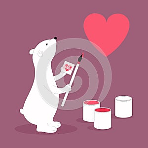 Isolated cute cartoon bear with a paintbrush