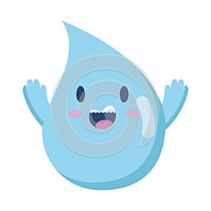 Isolated cute happy water drop character Vector