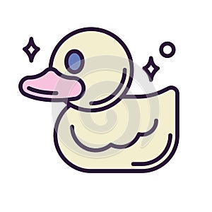 Isolated cute rubber duck toy icon Vector