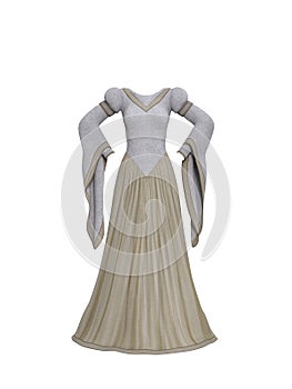 Isolated 3D illustration of a long medieval style dress for compositing use photo