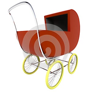 Isolated dark red baby carriage