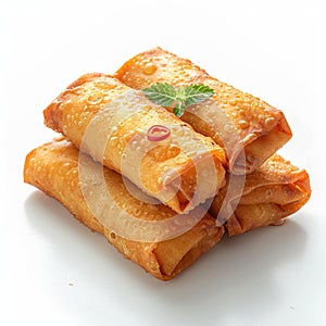 Isolated deep fried spring roll, crispy and delicious, ideal for menus