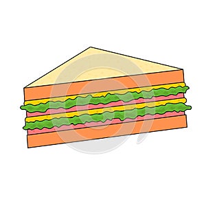 Isolated delicious ham sandwich icon