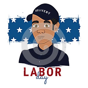 Isolated delivery guy with uniform Labor day Vector