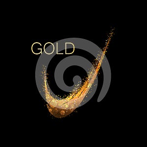 Isolated design element, shiny golden arc and glitter