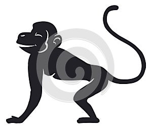 Isolated design of thin monkey silhouette with long tail, Vector Illustration