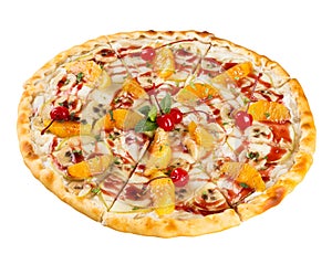Isolated dessert food the sweet pizza
