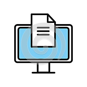 Isolated digital computer and document line and fill style icon vector design