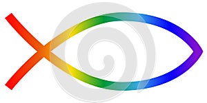 Isolated digital illustration of the colorful ichthys symbol