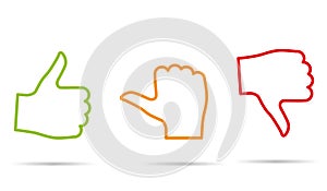 Isolated digital illustration of the colorful signs of thumbs