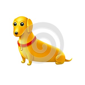 Isolated digital illustration of yellow dog with red collar