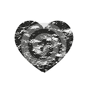 Isolated distress grunge heart with concrete texture. Element for greeting card, Valentine s Day, wedding. Creative concept