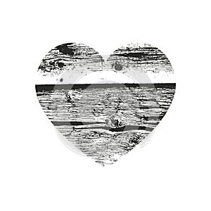 Isolated distress grunge heart with concrete texture. Element for greeting card, Valentine s Day, wedding. Creative concept