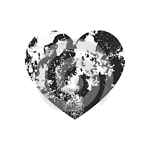 Isolated distress grunge heart with concrete texture. Element for greeting card, Valentine s Day, wedding. Creative concept