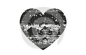 Isolated distress grunge heart with concrete texture. Element for greeting card, Valentine s Day, wedding. Creative concept