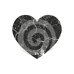 Isolated distress grunge heart with concrete texture. Element for greeting card, Valentine s Day, wedding. Creative concept