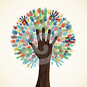 Diversidad un árbol manos 