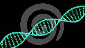 Isolated DNA Strands, illustration. DNA spirals Isolated on black Background. Genetics, science, genome, medicine, biology