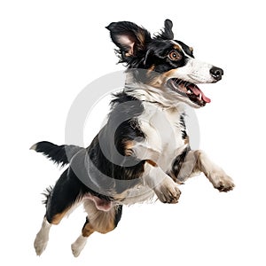 Isolated dog jumping on transparent background ai generated photo