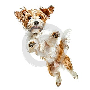 Isolated dog jumping on transparent background ai generated photo