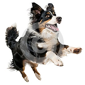 Isolated dog jumping on transparent background ai generated photo