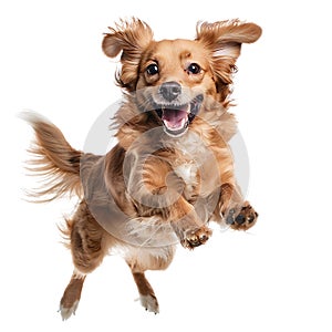 Isolated dog jumping on transparent background ai generated photo