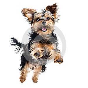 Isolated dog jumping on transparent background ai generated photo