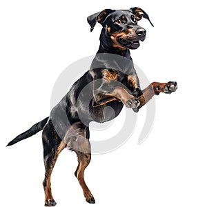 Isolated dog jumping on transparent background ai generated photo