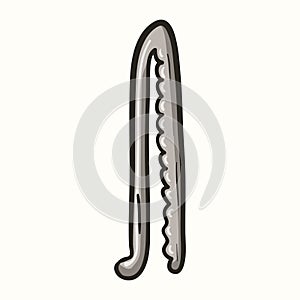 Isolated doodle illustration of a metal hairpin or hair clip.