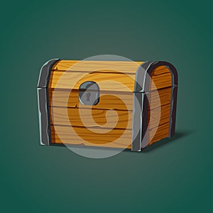 Isolated dower chest or isometric wooden crate