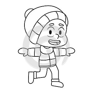 Isolated draw boy winter kid illustration vector
