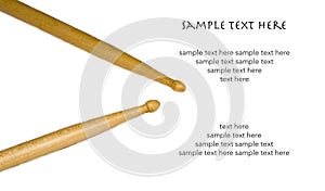 Isolated Drum Sticks with Text on White Background