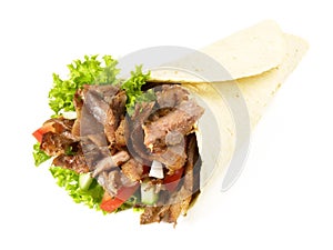 Isolated Durum Kebab Roll on white Background