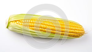 An isolated ear of corn on a white background, Crop, Corn On The Cob, Cut Out. generative ai