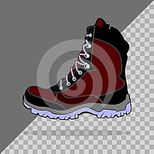 isolated and easily editable illustration of cool leather red boots.