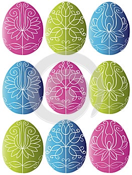 Isolated easter egg set