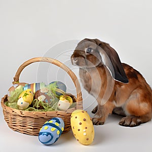 Isolated Easter basket, white background
