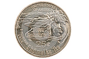 Isolated Edith Kanaka Ole Commemorative Quarter Coin