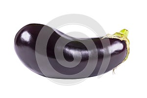 Isolated eggplant. Fresh Eggplant vegetable with stem isolated on white background. Aubergine with clipping path. Fresh vegetables