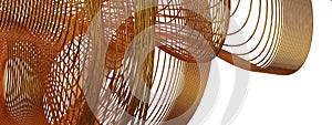 Isolated Elegant Modern 3D Rendering Abstract Background with Modern Art Bezier Curves of Golden Thin Metal Lines